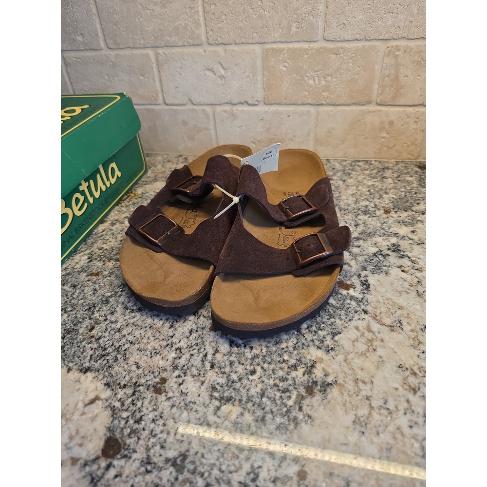 Betula Birkenstock Sandals Mens 11 Black Suede 2 Strap Footbed Slide Arizona